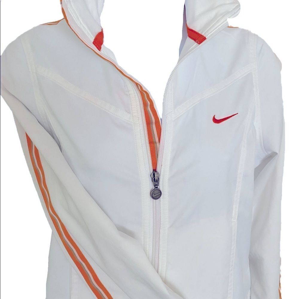 Nike Tennis Zip Jacket - XS white /orange striped , polyester , - Picture 4 of 6